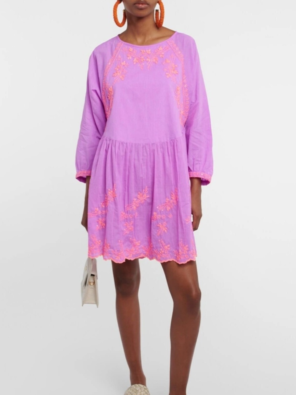 Juliet Dunn Embroidered cotton minidress Size